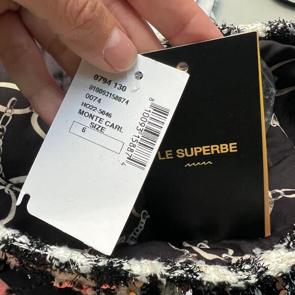NWT NEW Le Superbe Monte Carlo Sequin Tweed Mini Skirt Size 6 - Picture 5 of 7